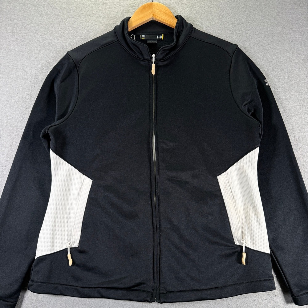 Under Armour Loose Fit Black White Track Jacket Zip Athleisure Women's Medium